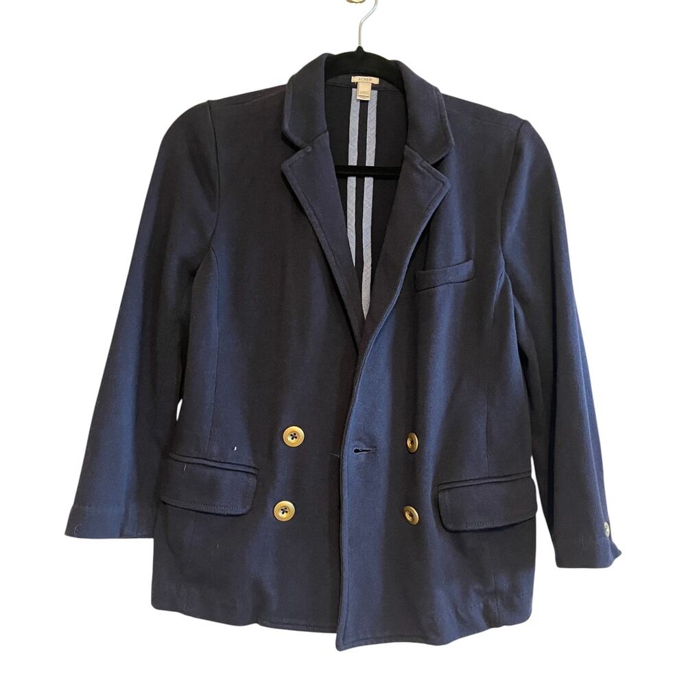 J.Crew Cotton Blend Double Breasted Blazer Navy Size Small